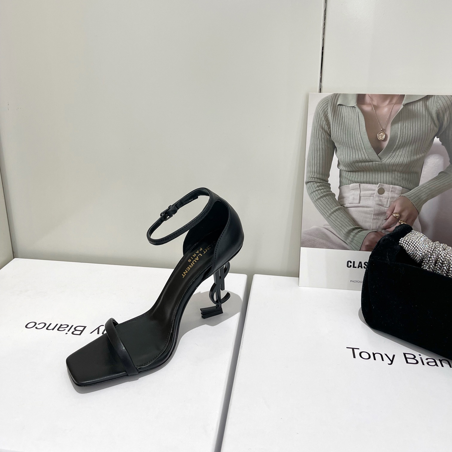 Saint Laurent Opyum Sandals In Patent Leather With Black-Tone Heel— Heel Higth 90mm - DopestKickz