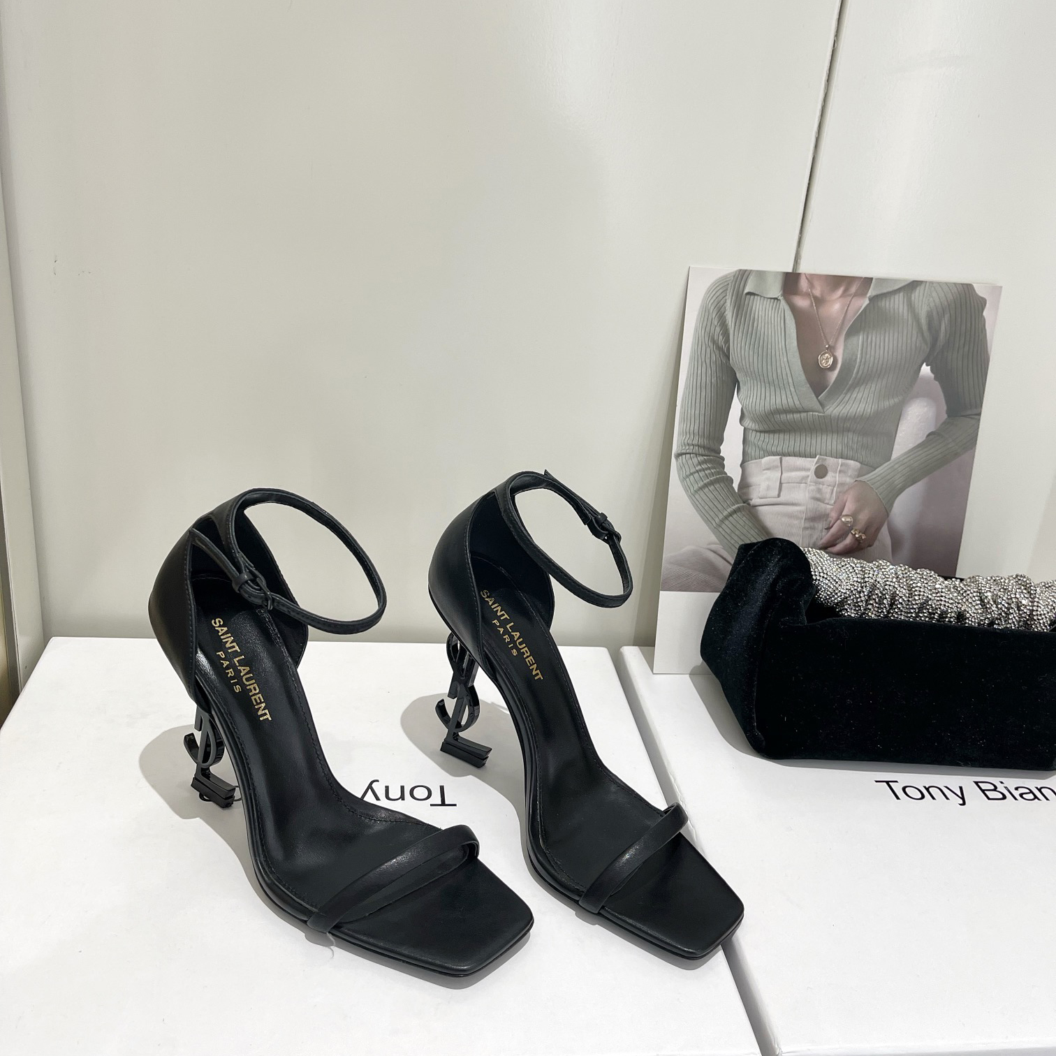 Saint Laurent Opyum Sandals In Patent Leather With Black-Tone Heel— Heel Higth 90mm - DopestKickz