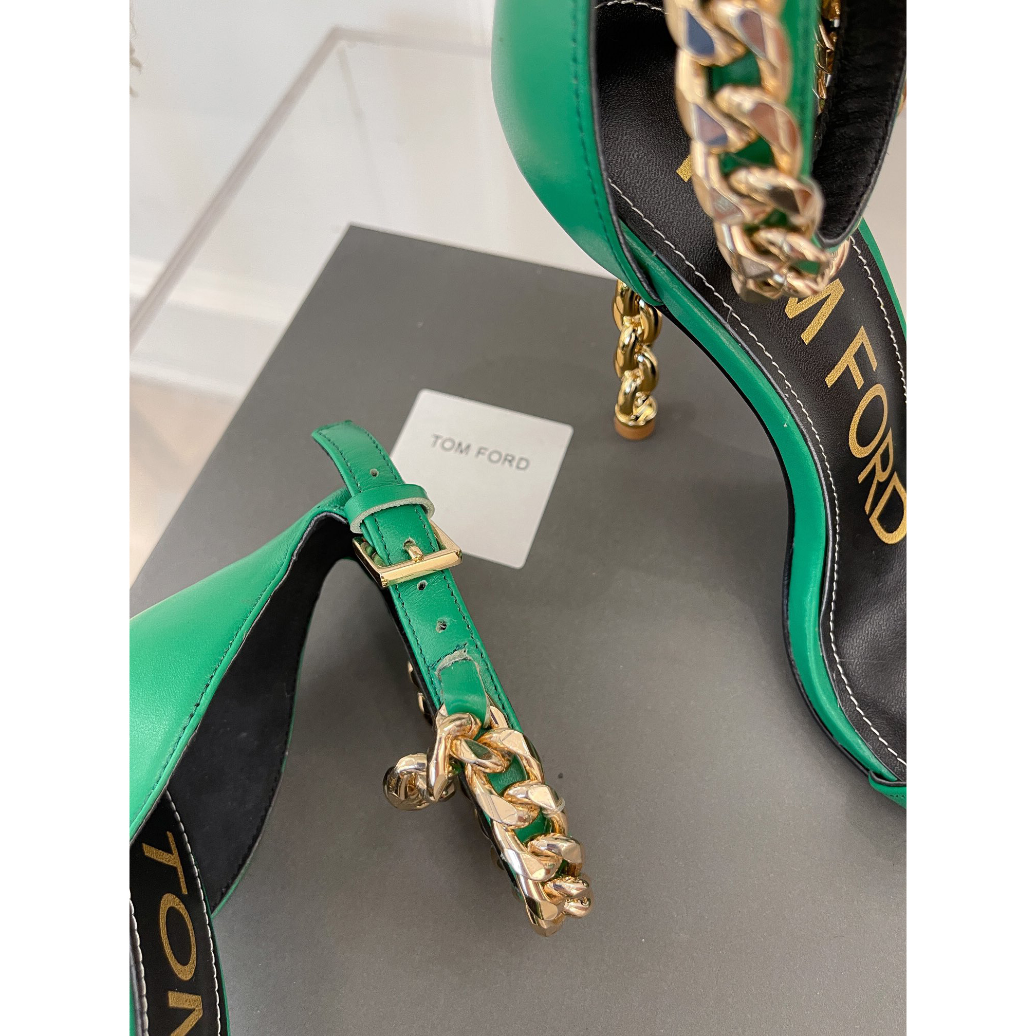 Tom Ford Chain-Trimmed Leather Sandals With Heel Height Of 10.5cm - DopestKickz