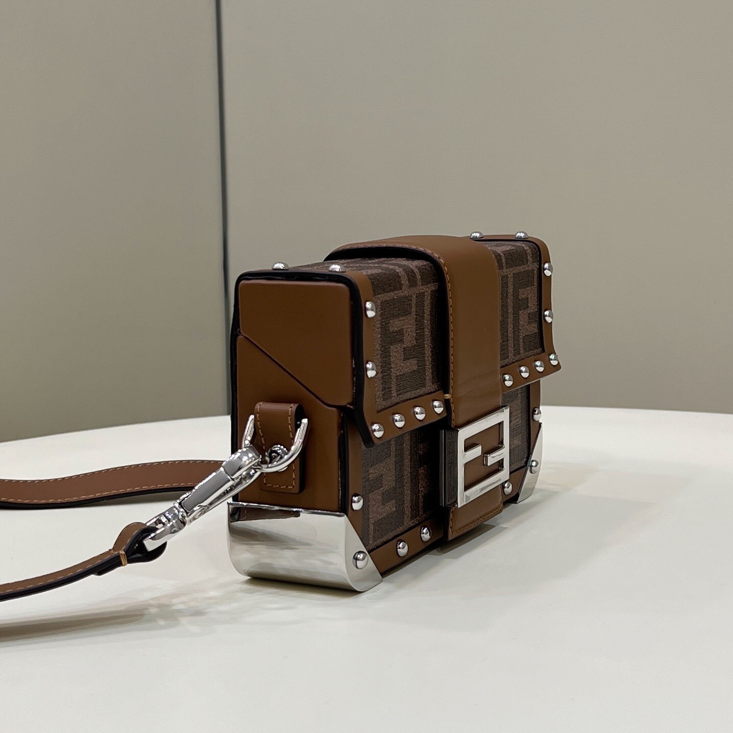 Fendi Baguette Trunk Mini Brown Fabric Bag(18.5-11.5-5cm) - DopestKickz