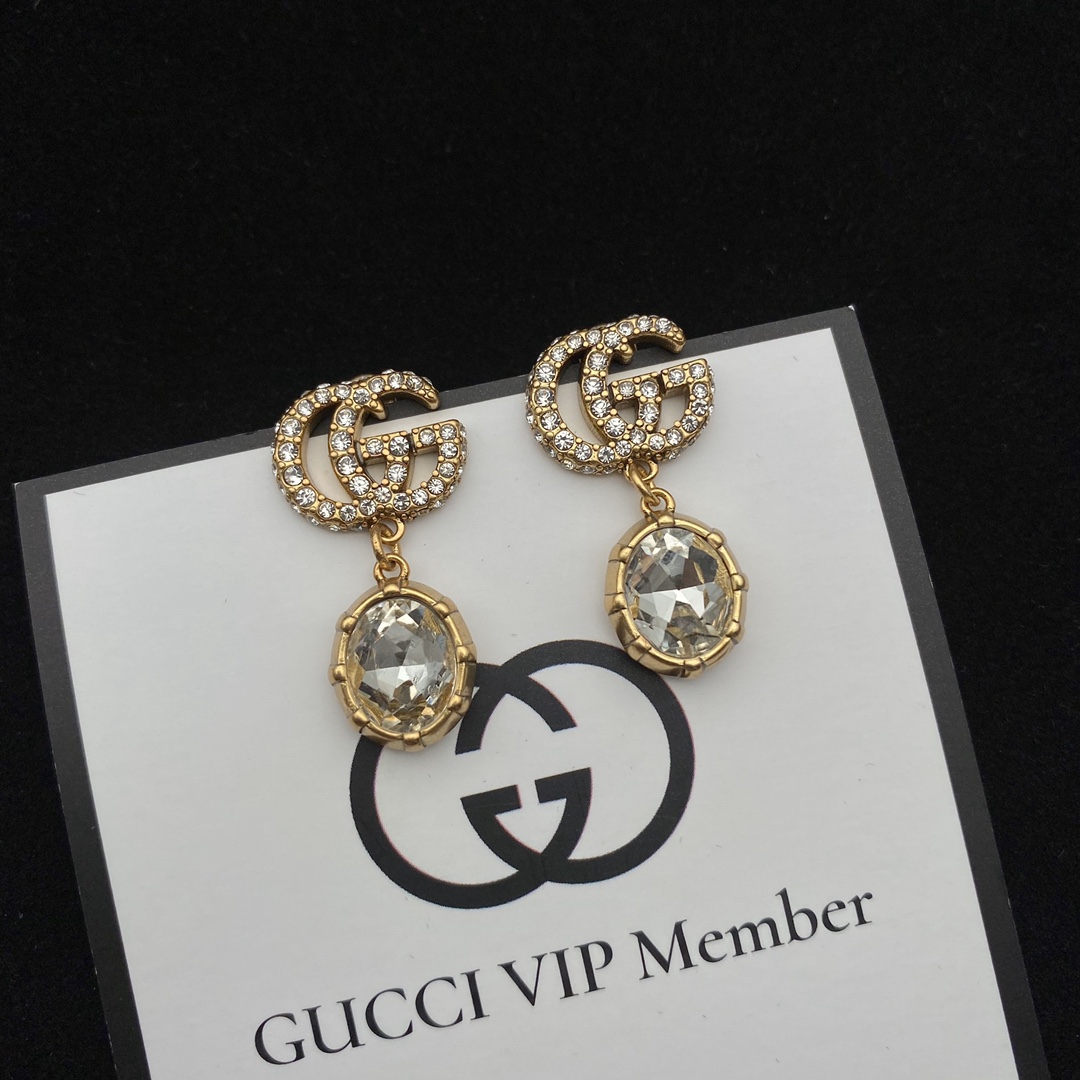 Gucci  Double G Earrings With Crystals - DopestKickz