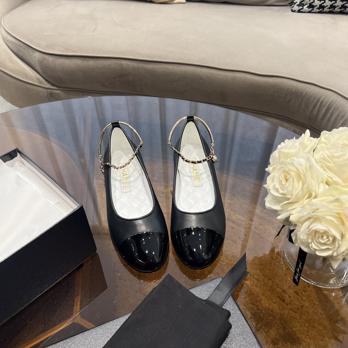 Dior Lambskin & Patent Calfskin Black Ballerinas - DopestKickz