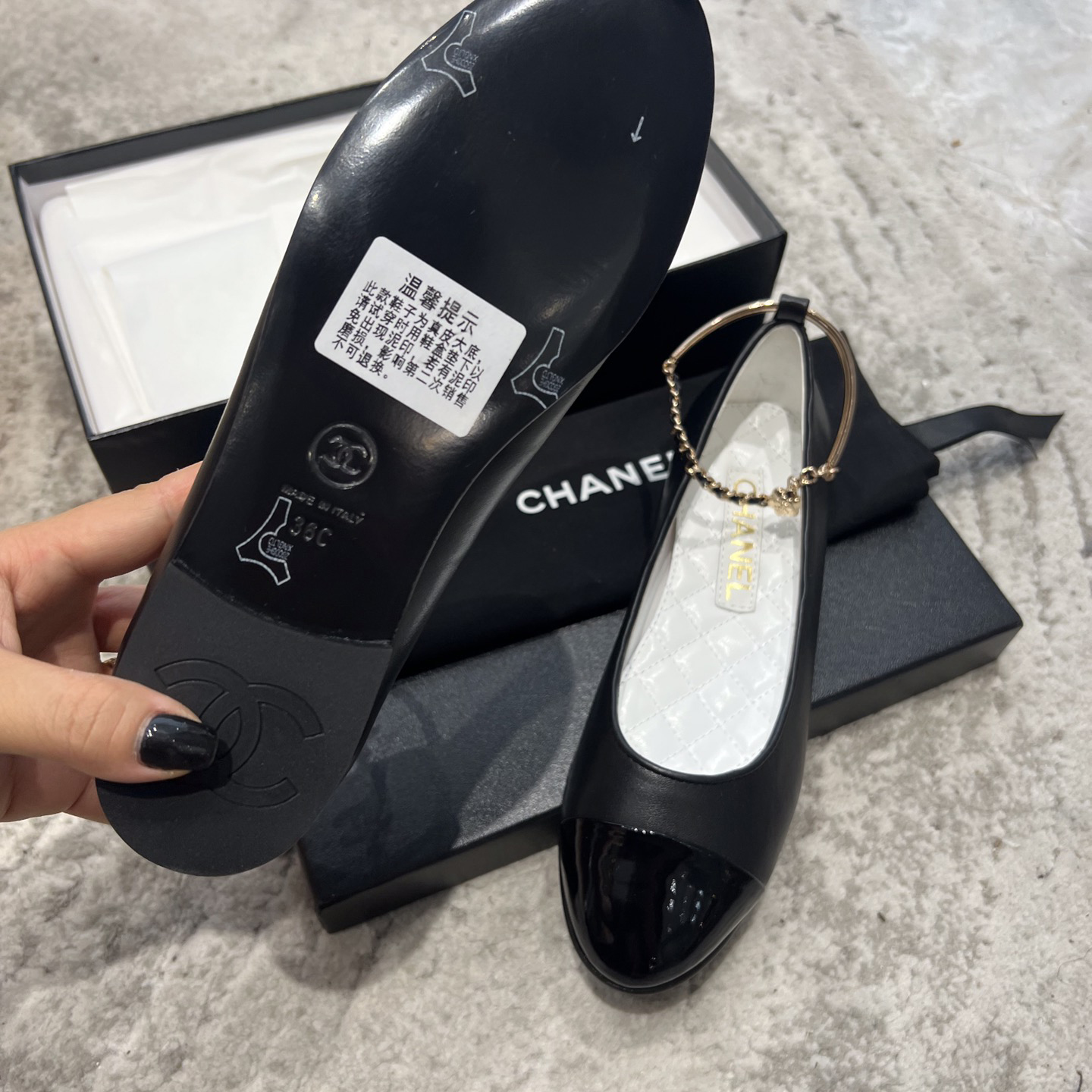 Dior Lambskin & Patent Calfskin Black Ballerinas - DopestKickz