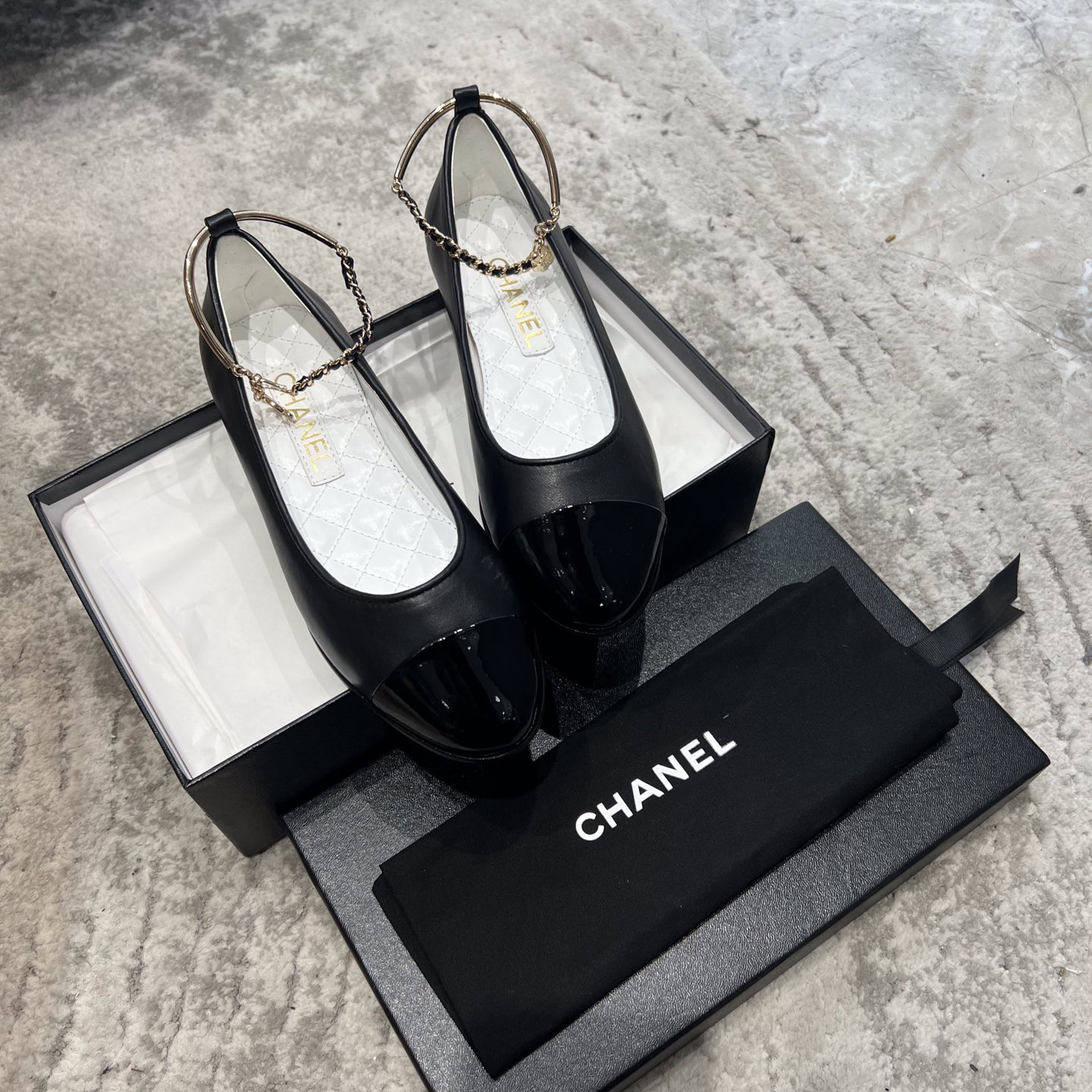 Dior Lambskin & Patent Calfskin Black Ballerinas - DopestKickz