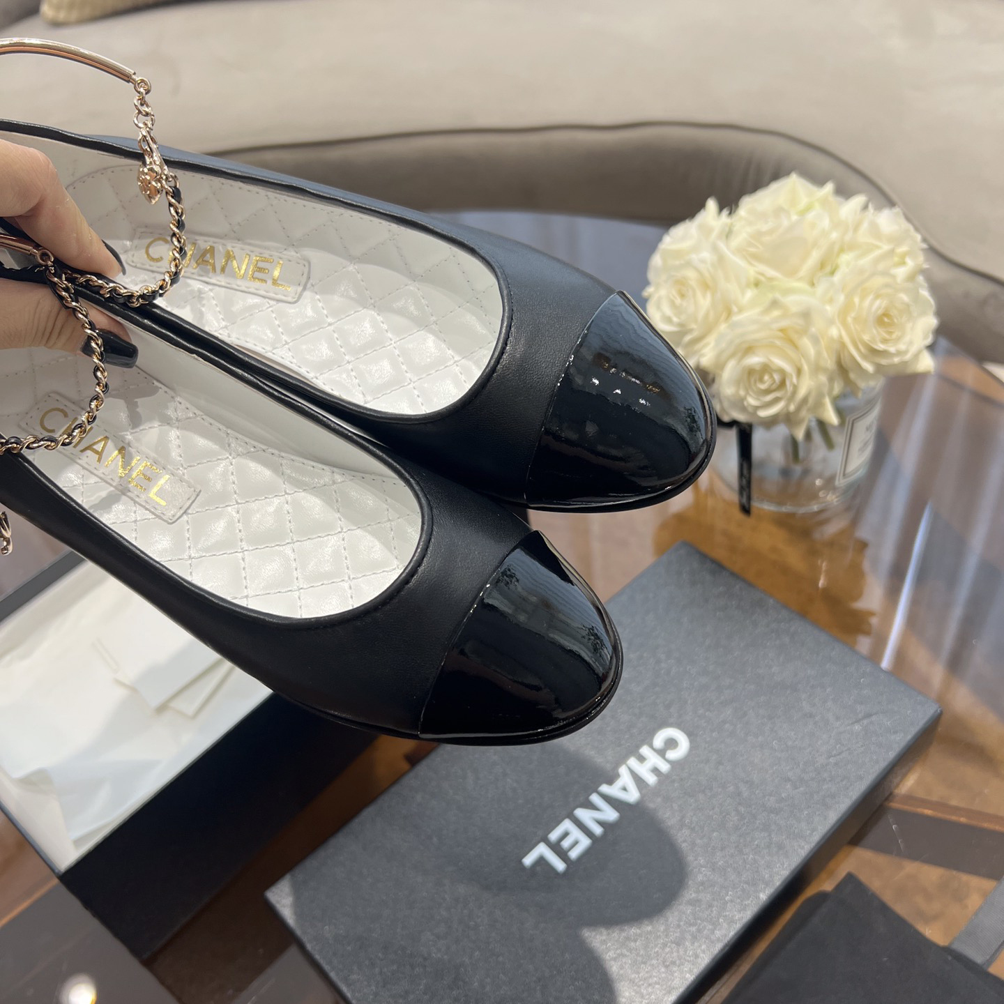 Dior Lambskin & Patent Calfskin Black Ballerinas - DopestKickz