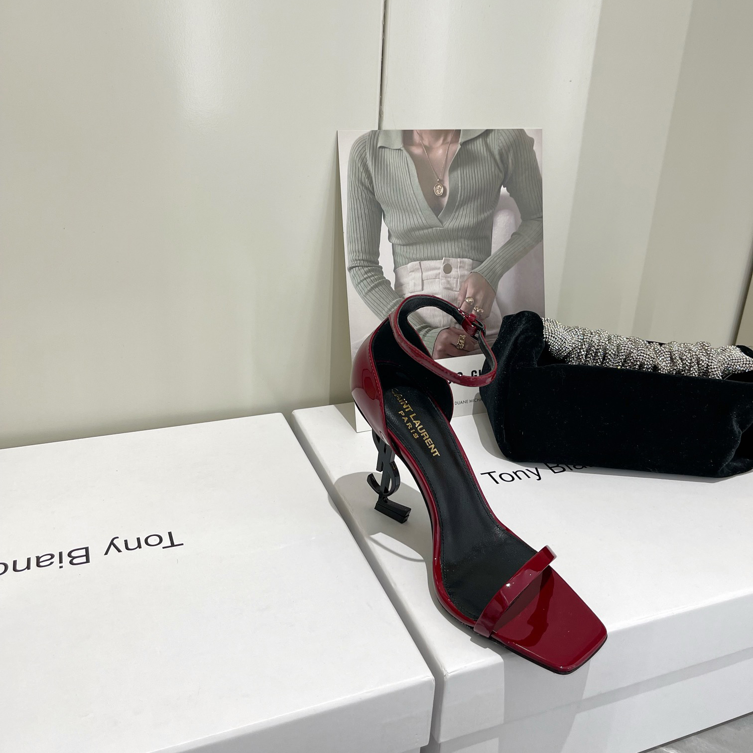 Saint Laurent Opyum Sandals In Patent Leather With Black-Tone Heel— Heel Higth 90mm - DopestKickz