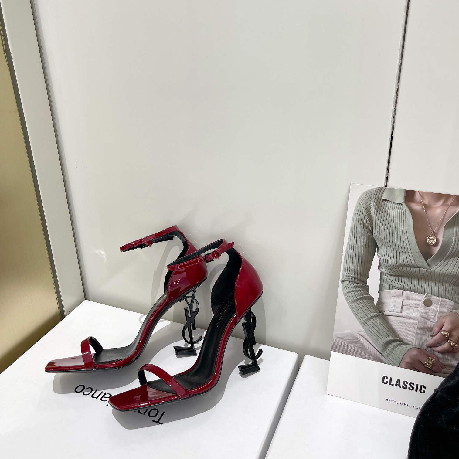 Saint Laurent Opyum Sandals In Patent Leather With Black-Tone Heel— Heel Higth 90mm - DopestKickz