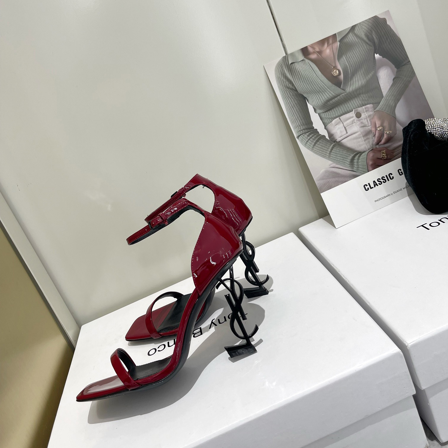 Saint Laurent Opyum Sandals In Patent Leather With Black-Tone Heel— Heel Higth 90mm - DopestKickz