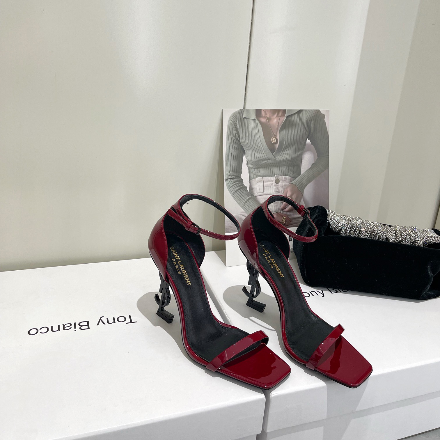 Saint Laurent Opyum Sandals In Patent Leather With Black-Tone Heel— Heel Higth 90mm - DopestKickz