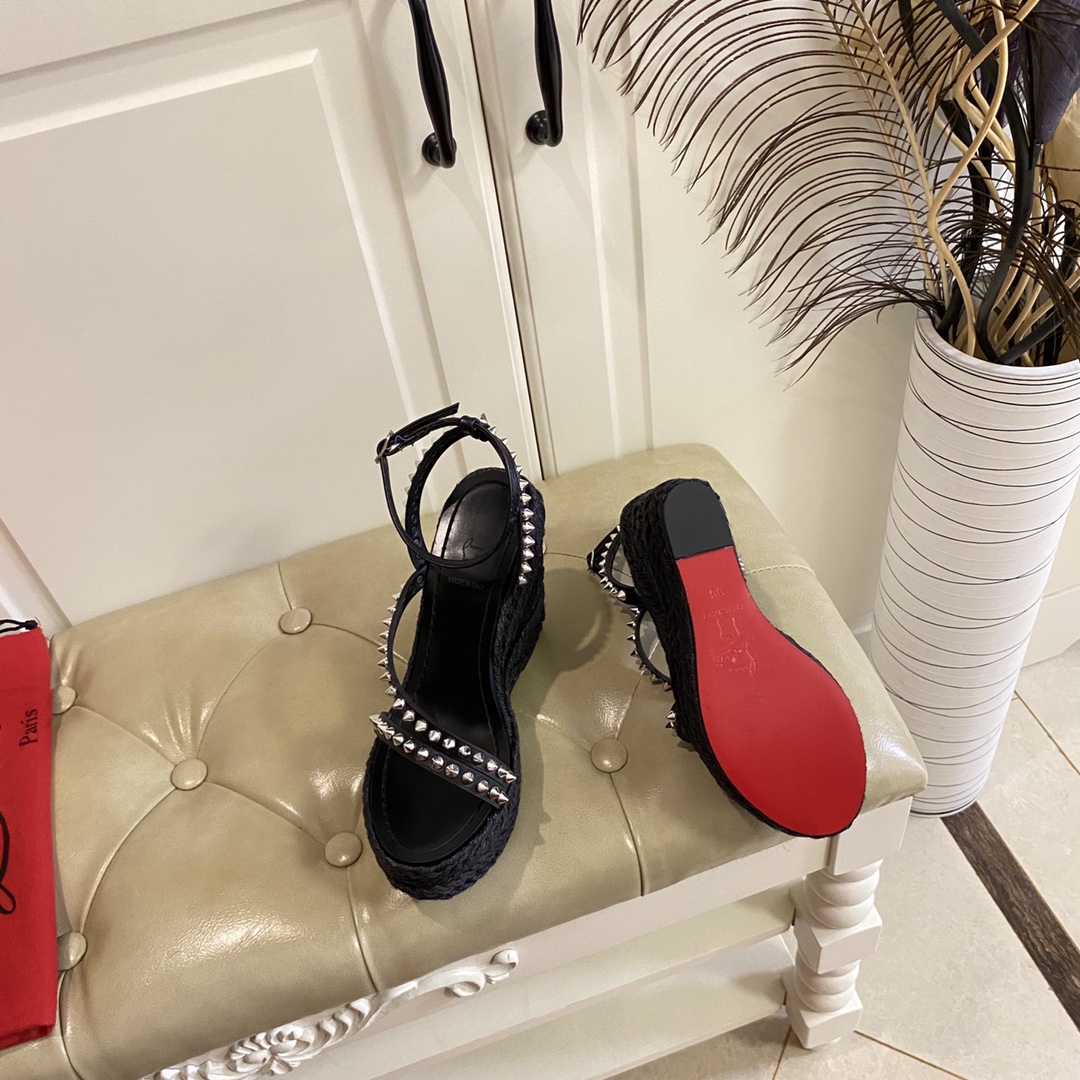 Christian Louboutin Mafaldina Zeppa Sandal   120mm - DopestKickz