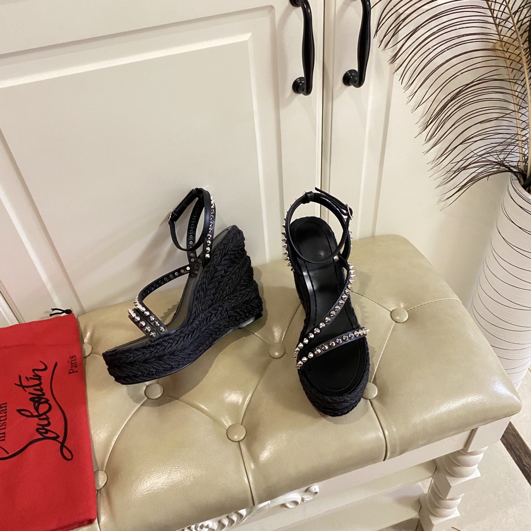 Christian Louboutin Mafaldina Zeppa Sandal   120mm - DopestKickz