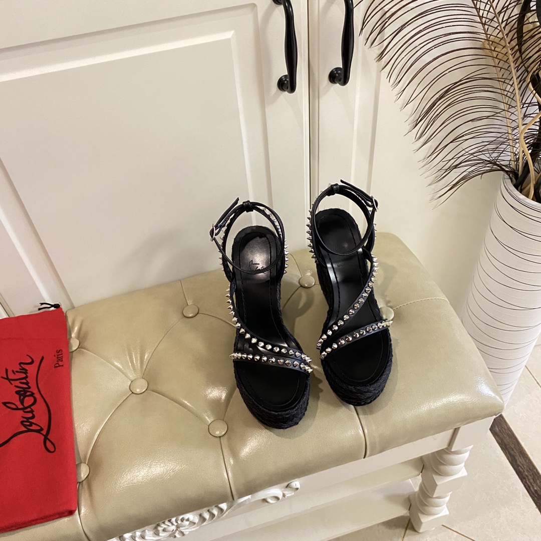 Christian Louboutin Mafaldina Zeppa Sandal   120mm - DopestKickz