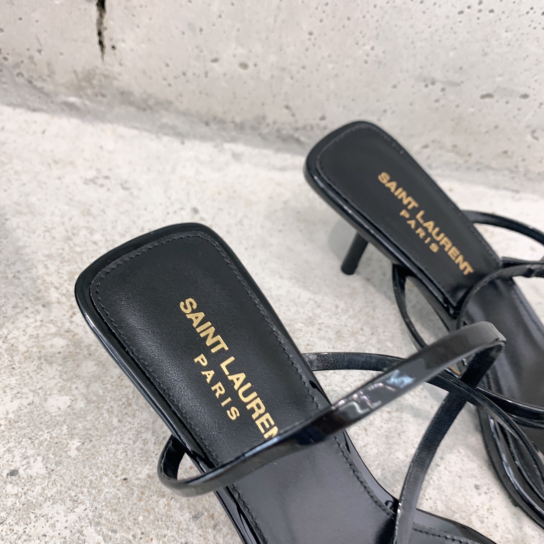 Saint Laurent Nuit Sandals In Patent Leather - DopestKickz