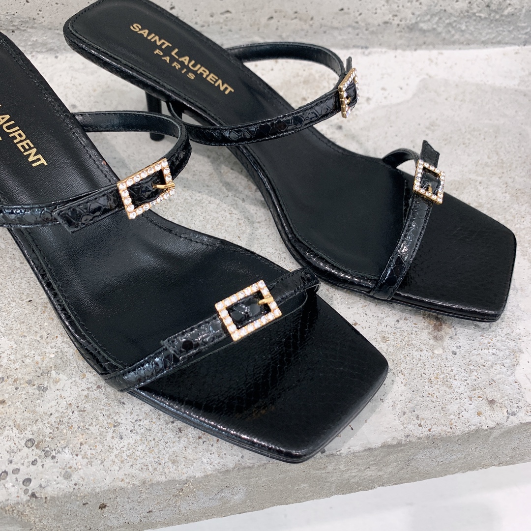 Saint Laurent Nuit Mules In Lacquered Ayers - DopestKickz