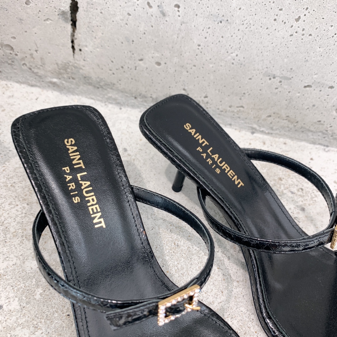 Saint Laurent Nuit Mules In Lacquered Ayers - DopestKickz