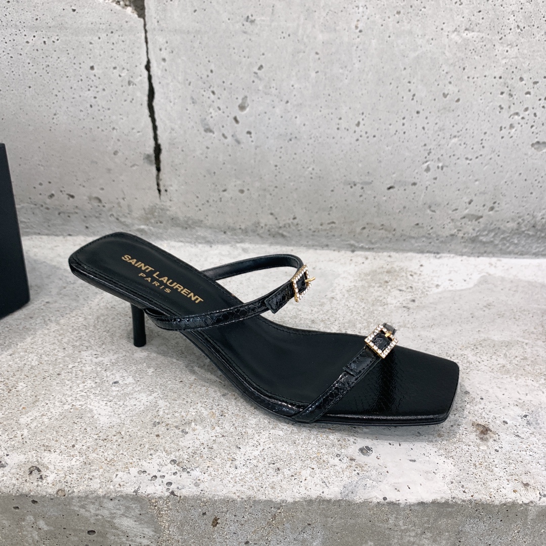 Saint Laurent Nuit Mules In Lacquered Ayers - DopestKickz
