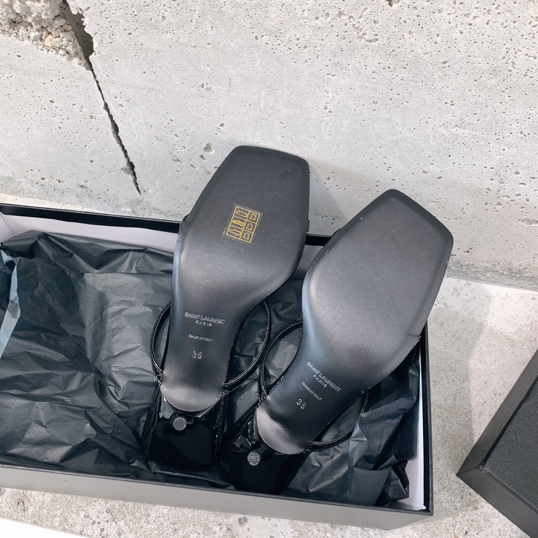 Saint Laurent Nuit Mules In Lacquered Ayers - DopestKickz