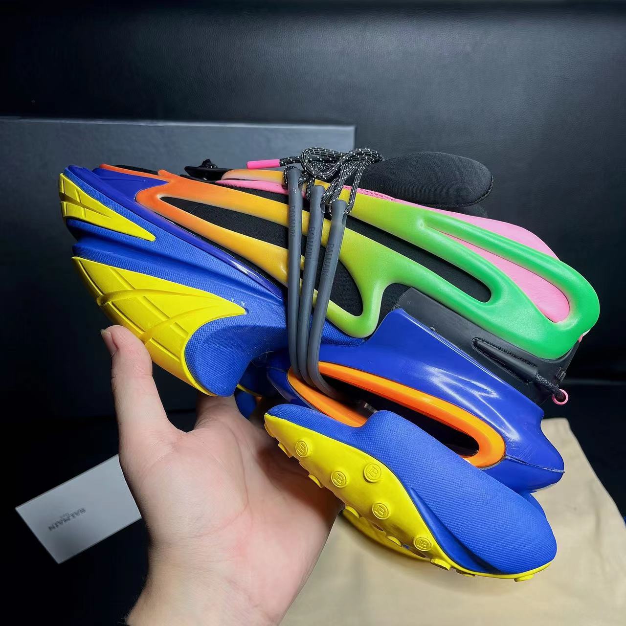 Balmain Multicolor Neoprene And Leather Unicorn Low-Top Sneakers - DopestKickz