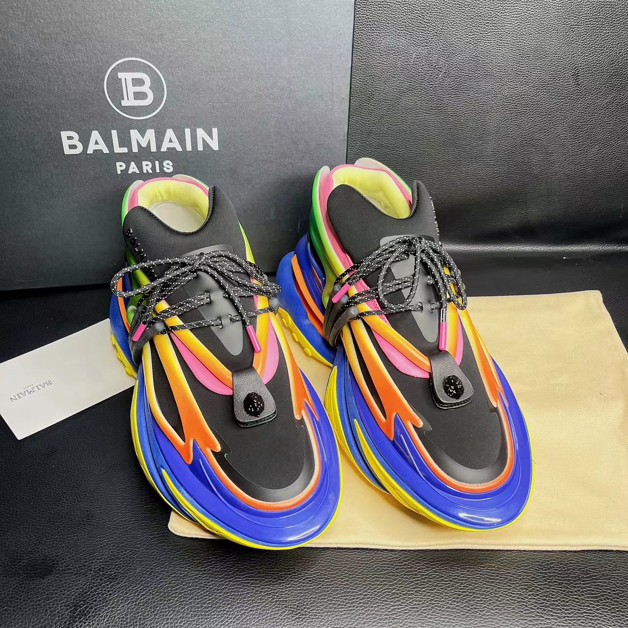 Balmain Multicolor Neoprene And Leather Unicorn Low-Top Sneakers - DopestKickz