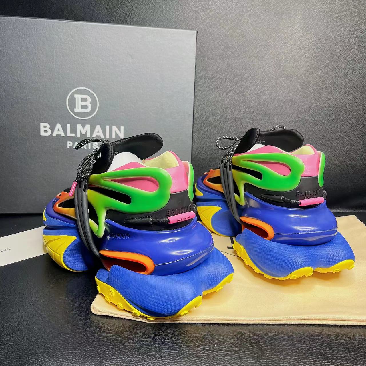 Balmain Multicolor Neoprene And Leather Unicorn Low-Top Sneakers - DopestKickz