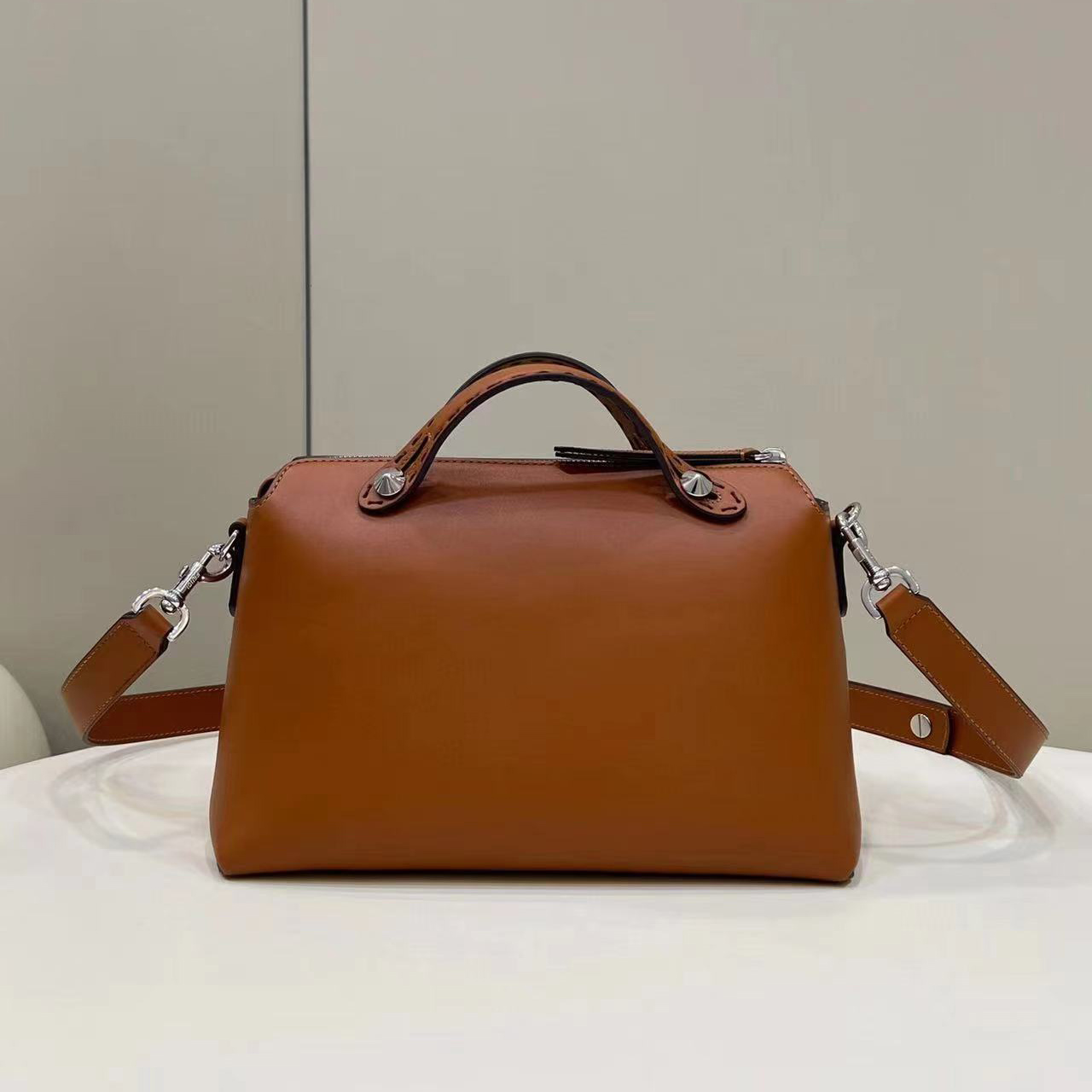 Fendi By The Way Medium Brown Leather Boston Bag(28-20-11CM) - DopestKickz