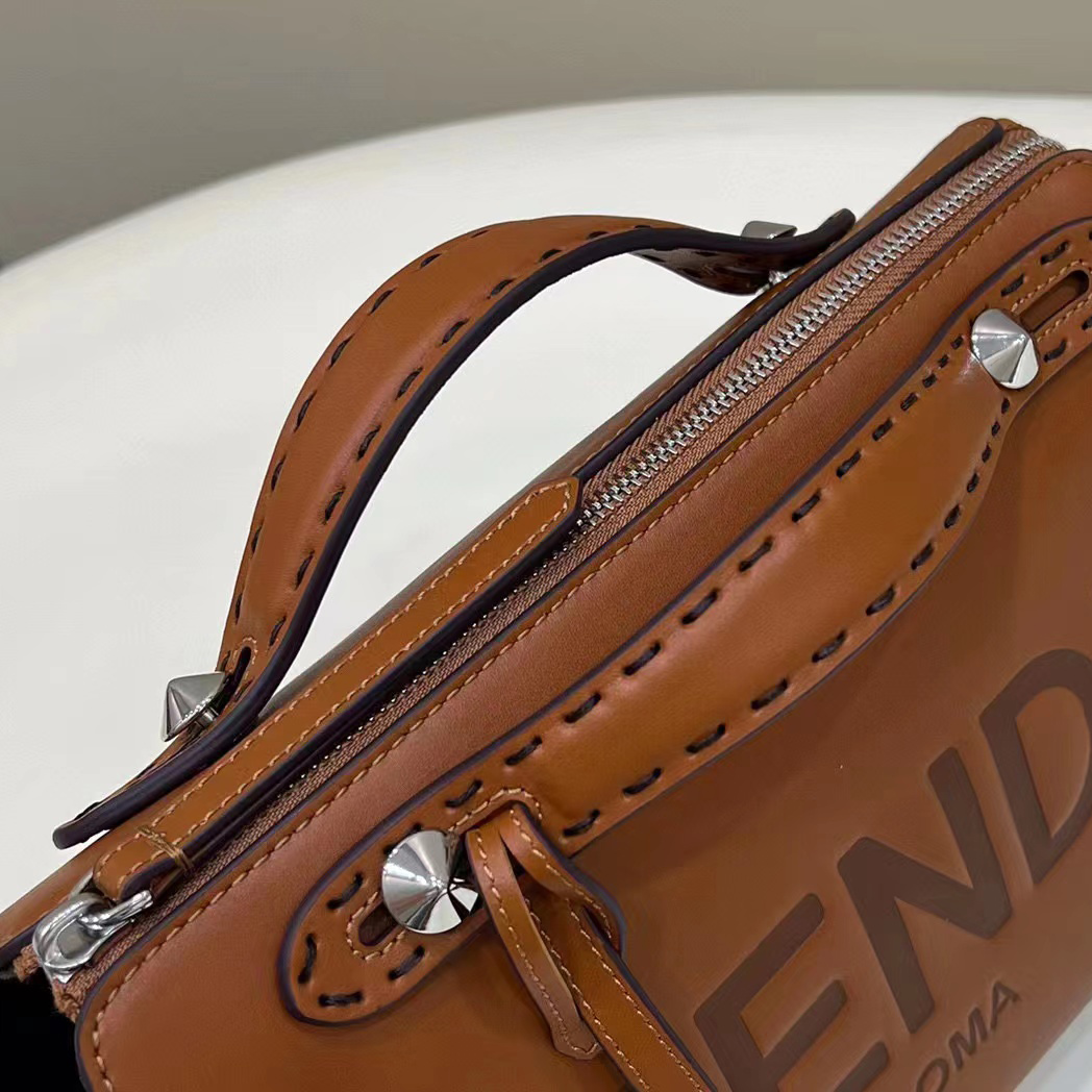 Fendi By The Way Medium Brown Leather Boston Bag(28-20-11CM) - DopestKickz