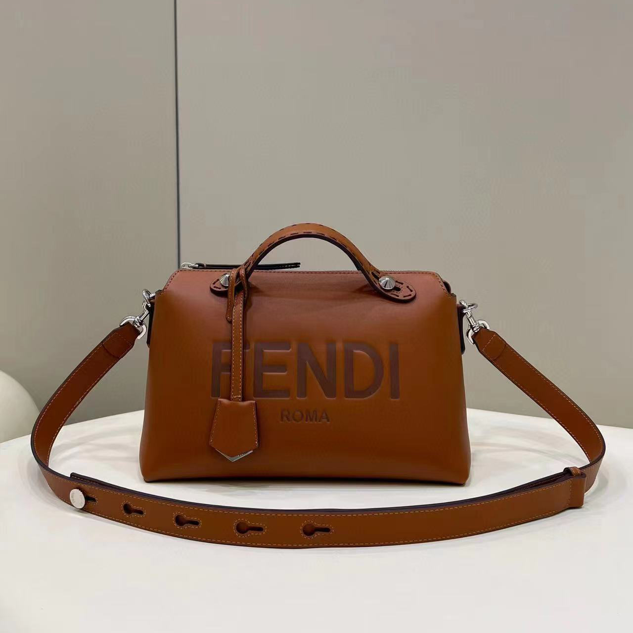 Fendi By The Way Medium Brown Leather Boston Bag(28-20-11CM) - DopestKickz
