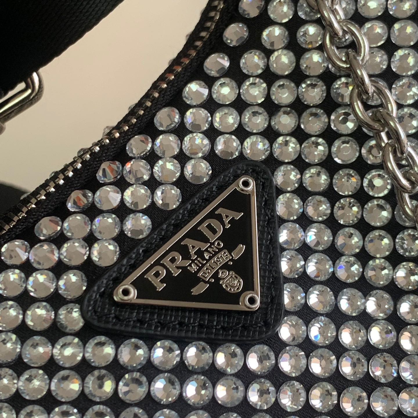 Prada Re-Edition 2005 Satin Bag With Crystals(22-16-6CM) - DopestKickz