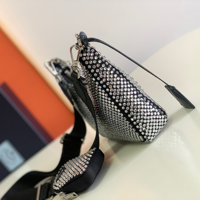 Prada Re-Edition 2005 Satin Bag With Crystals(22-16-6CM) - DopestKickz