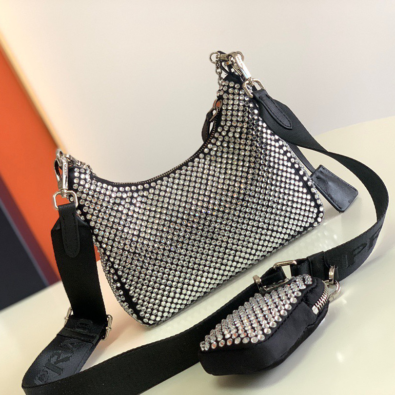 Prada Re-Edition 2005 Satin Bag With Crystals(22-16-6CM) - DopestKickz