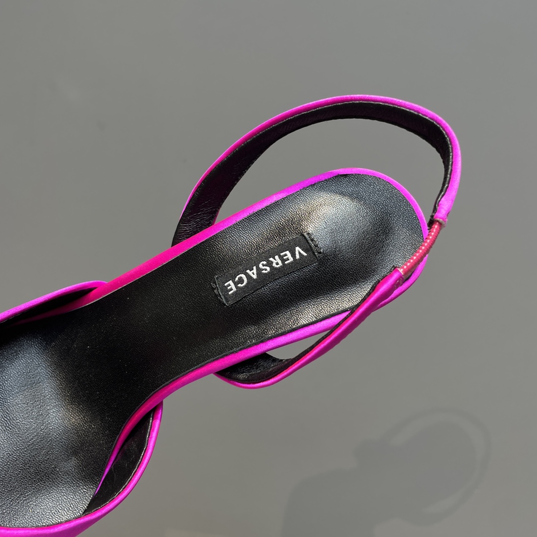 Versace Crystal La Medusa Satin Sling-Back Pumps - DopestKickz