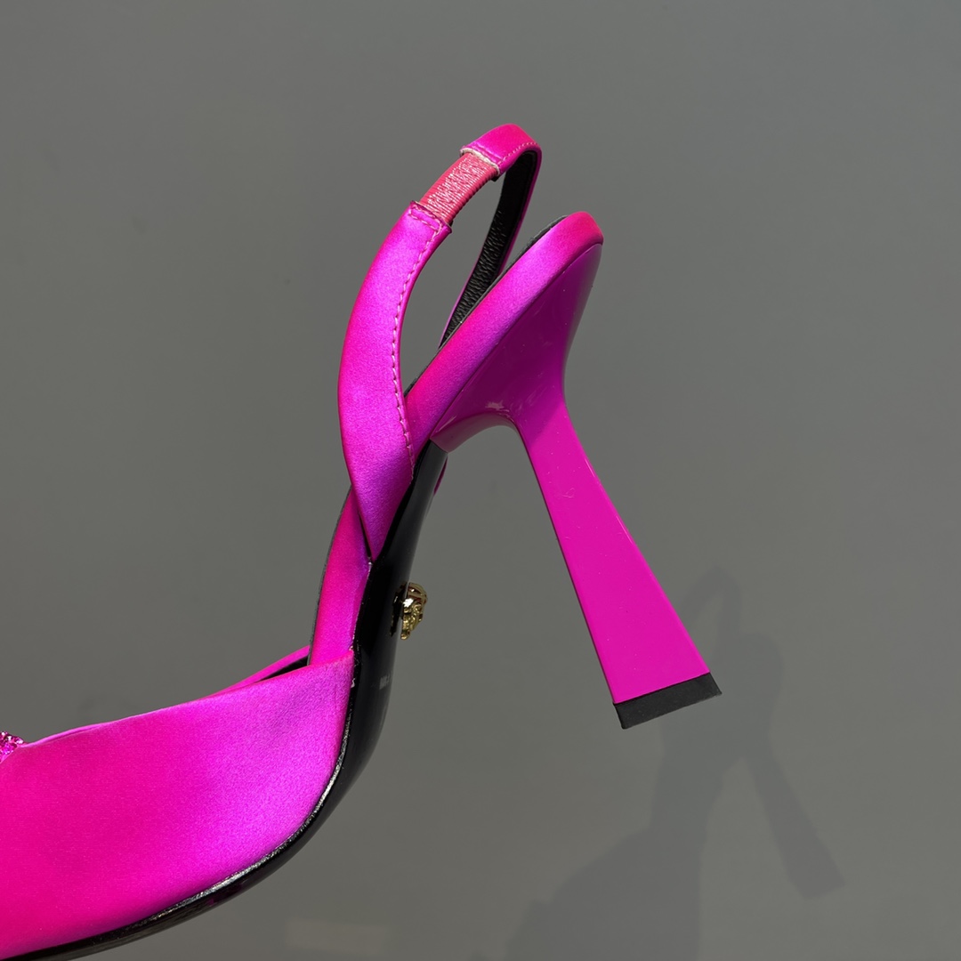 Versace Crystal La Medusa Satin Sling-Back Pumps - DopestKickz