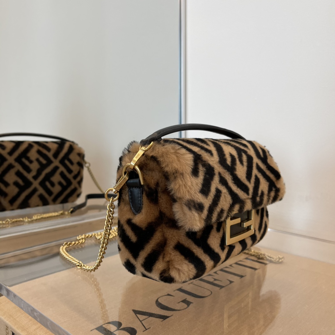 Fendi Baguette Brown Sheepskin Bag - DopestKickz