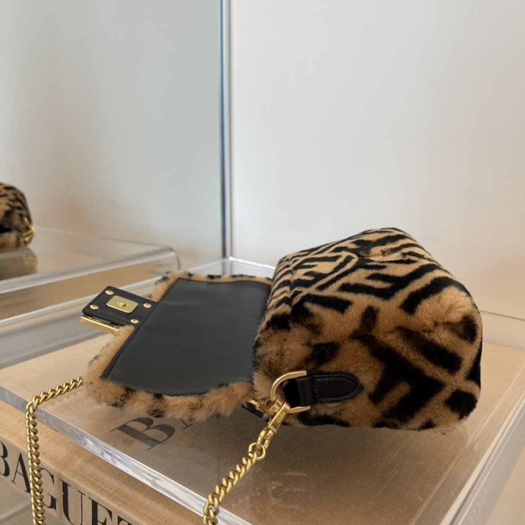 Fendi Baguette Brown Sheepskin Bag - DopestKickz