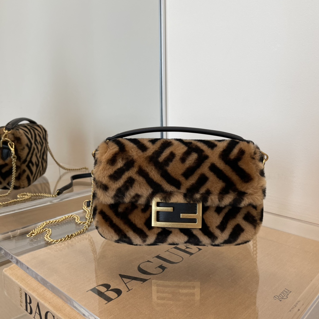 Fendi Baguette Brown Sheepskin Bag - DopestKickz