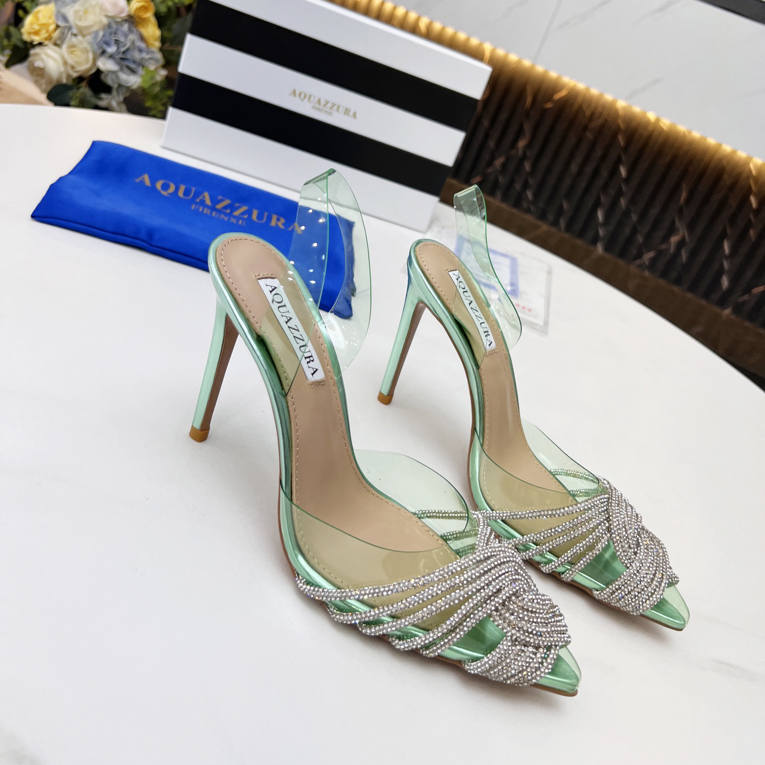 Aquazzura Gatsby Sling Satin 105 - DopestKickz