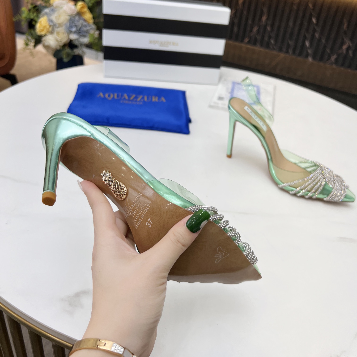 Aquazzura Gatsby Sling Satin 105 - DopestKickz