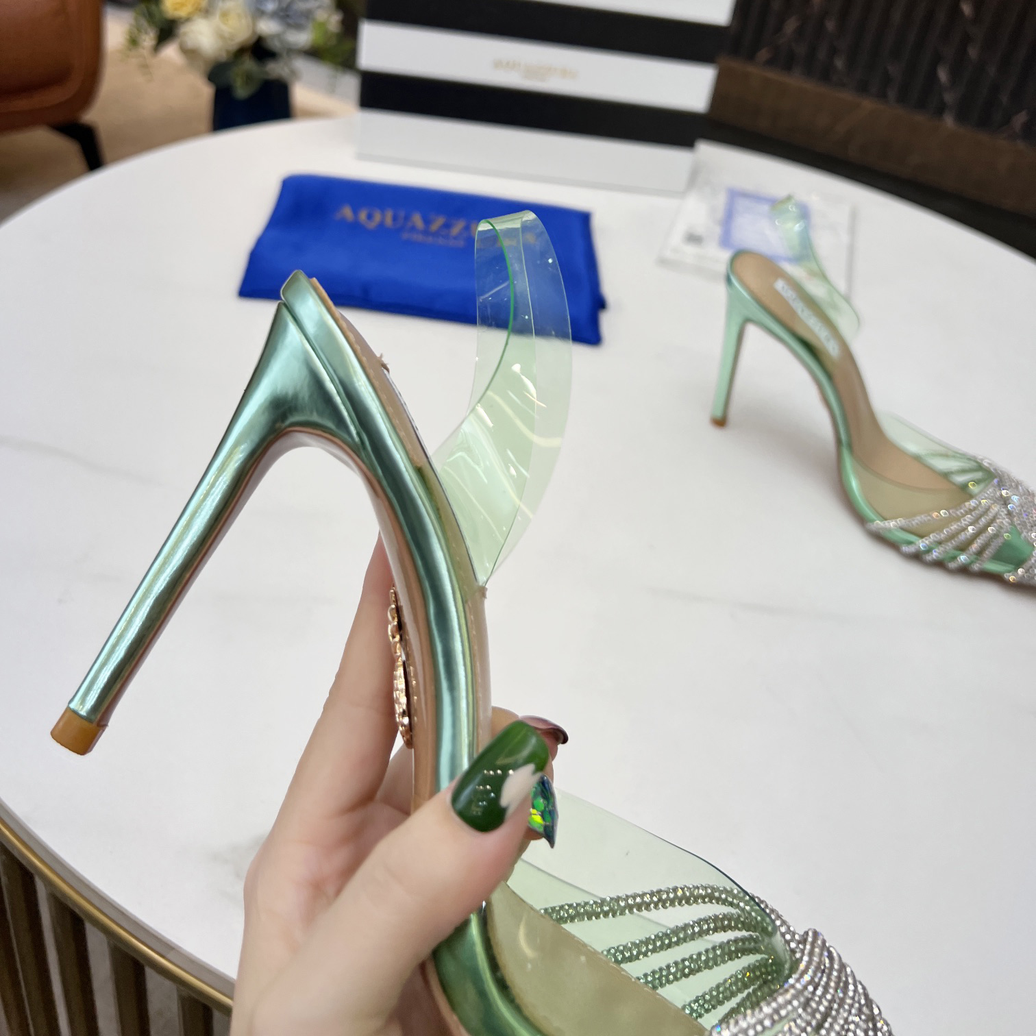 Aquazzura Gatsby Sling Satin 105 - DopestKickz