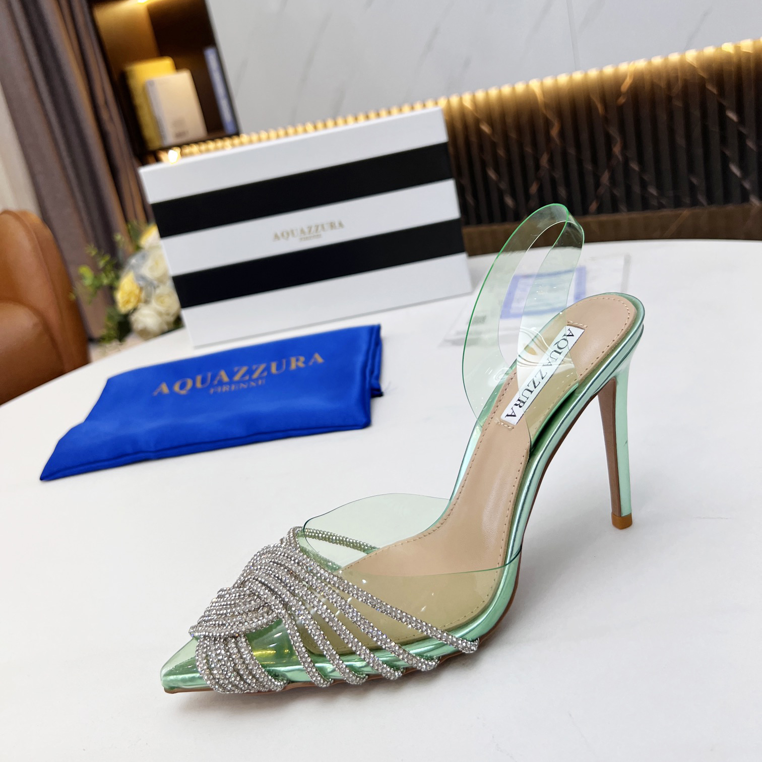 Aquazzura Gatsby Sling Satin 105 - DopestKickz