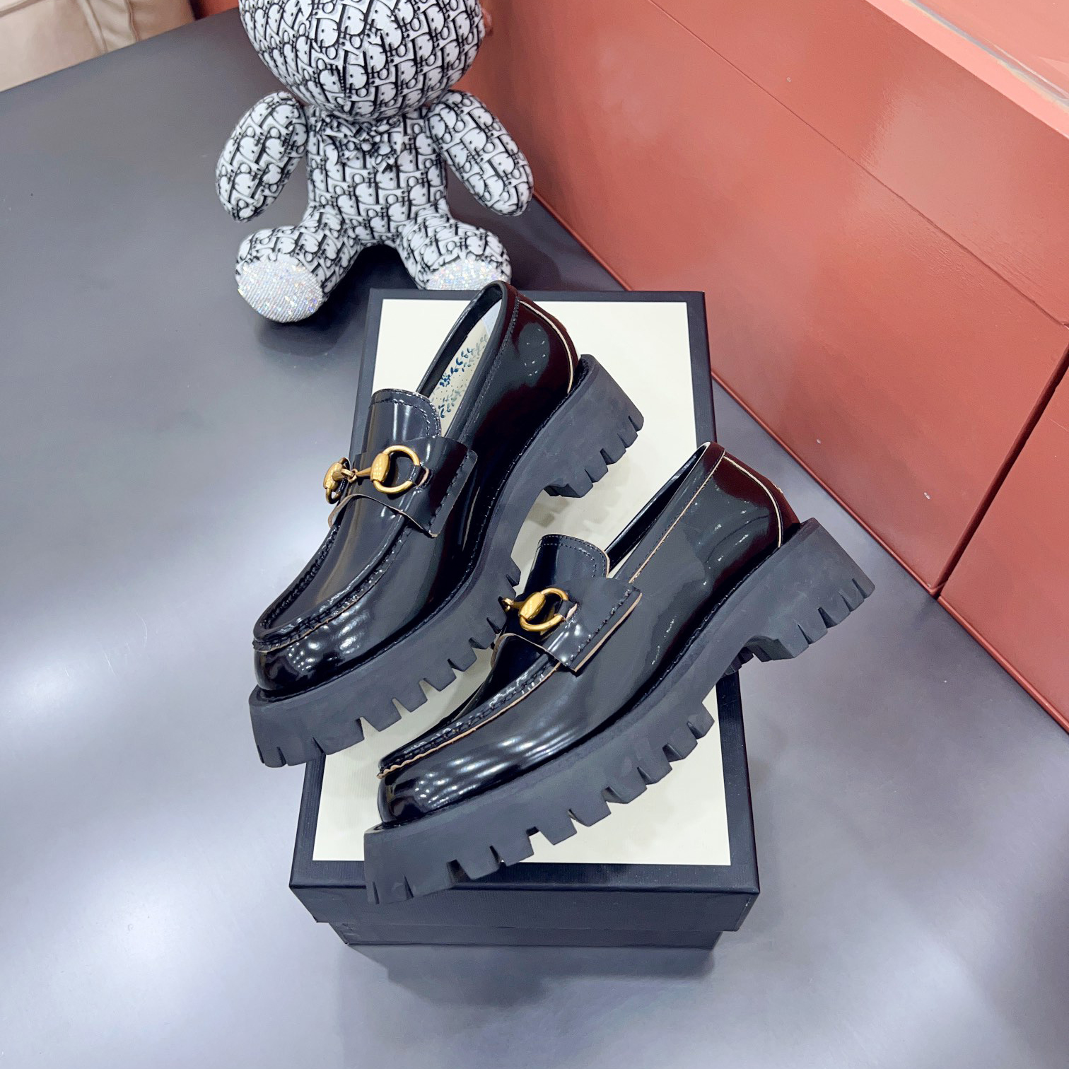 Gucci Leather Lug Sole Horsebit Loafer - DopestKickz