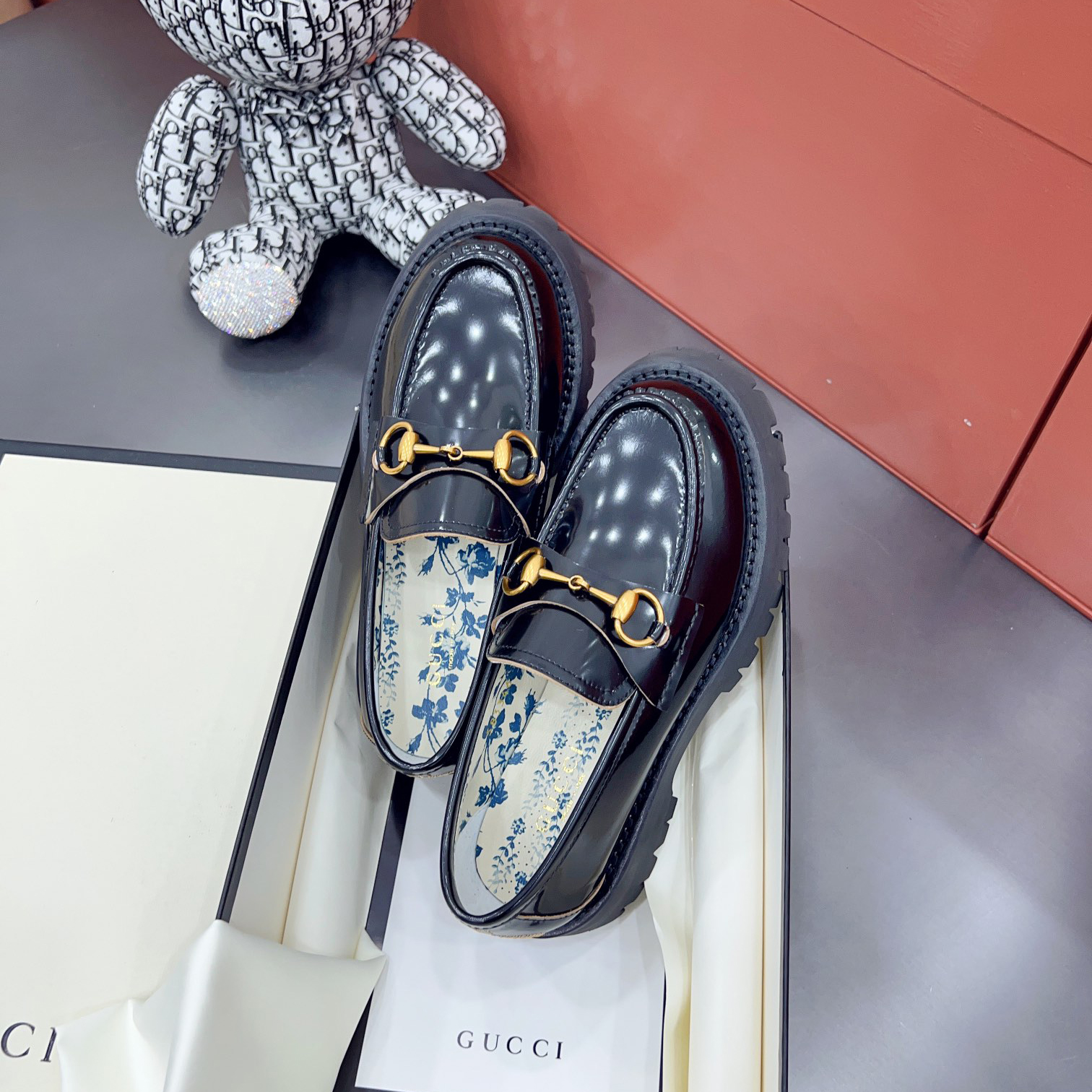 Gucci Leather Lug Sole Horsebit Loafer - DopestKickz