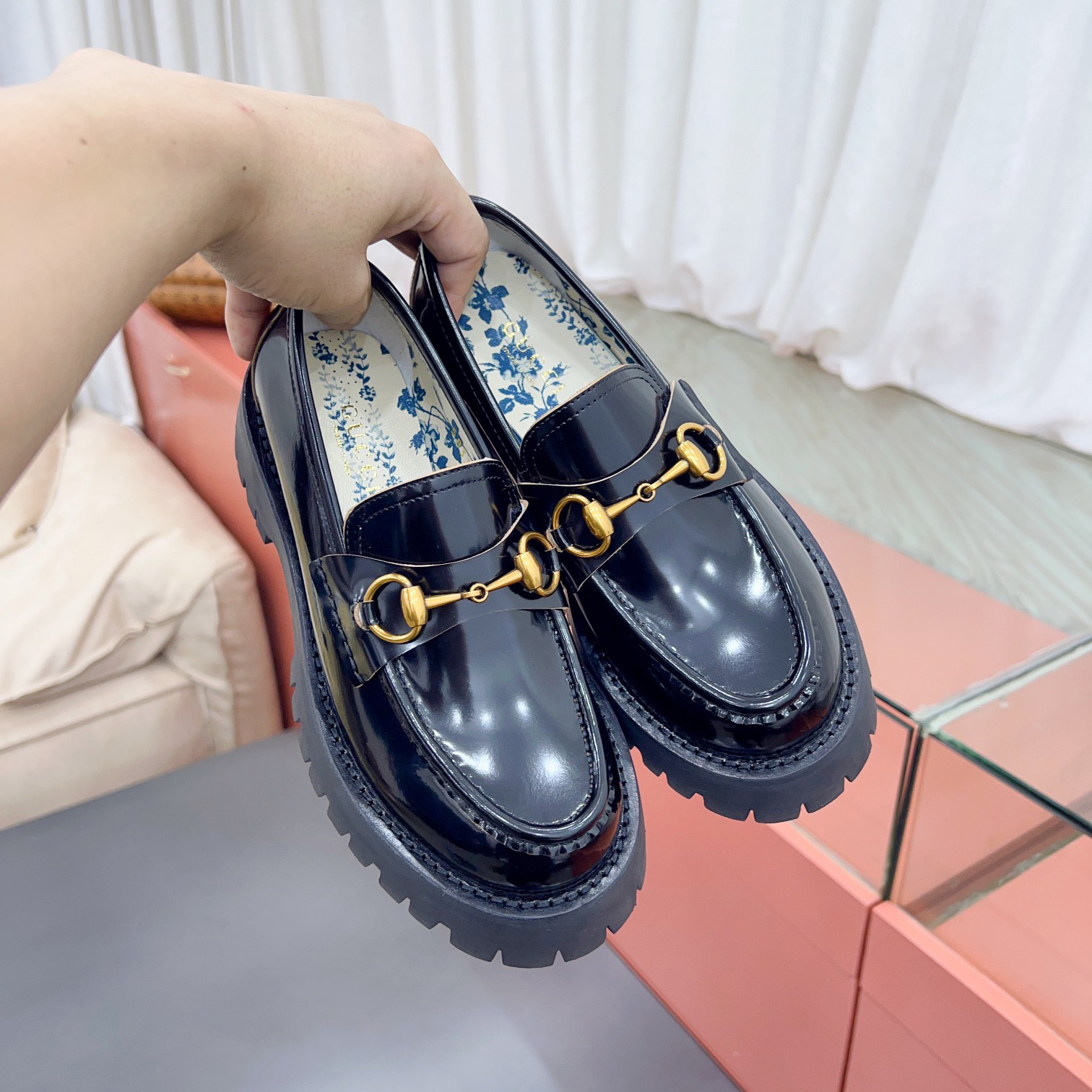 Gucci Leather Lug Sole Horsebit Loafer - DopestKickz