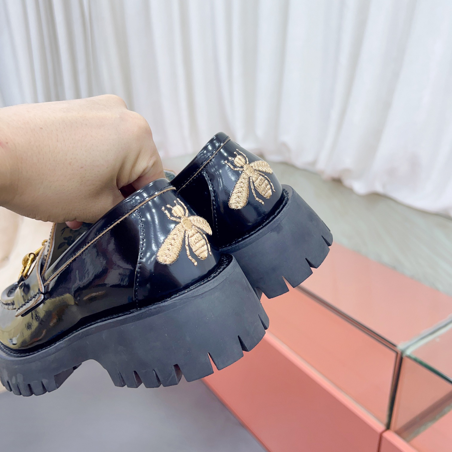 Gucci Leather Lug Sole Horsebit Loafer - DopestKickz