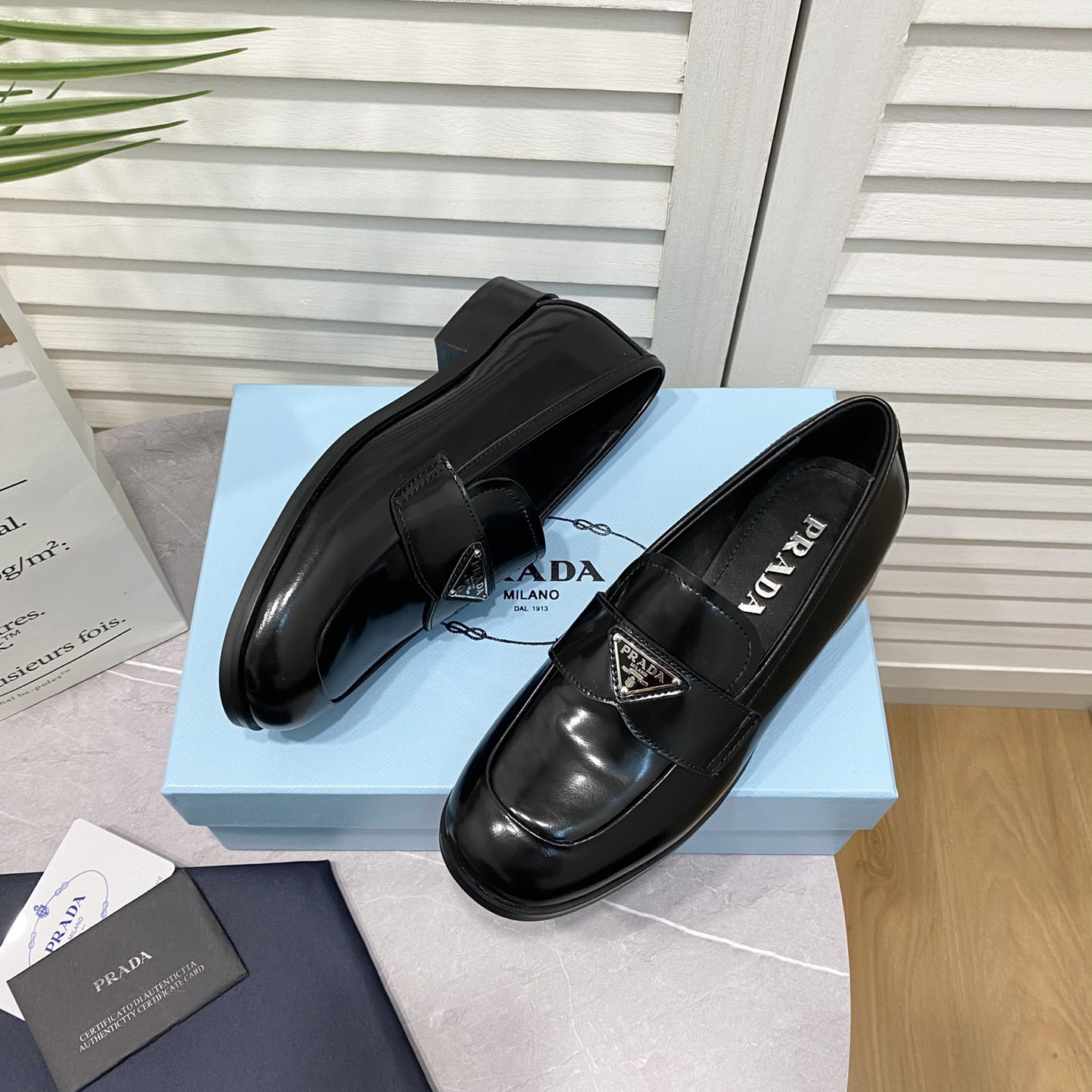 Prada Chocolate Brushed Leather Loafers - DopestKickz
