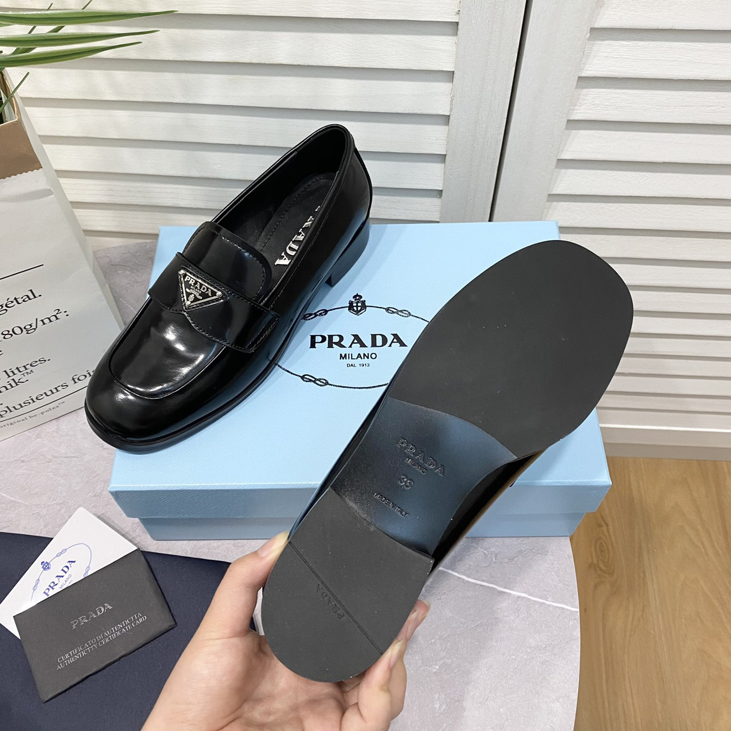 Prada Chocolate Brushed Leather Loafers - DopestKickz