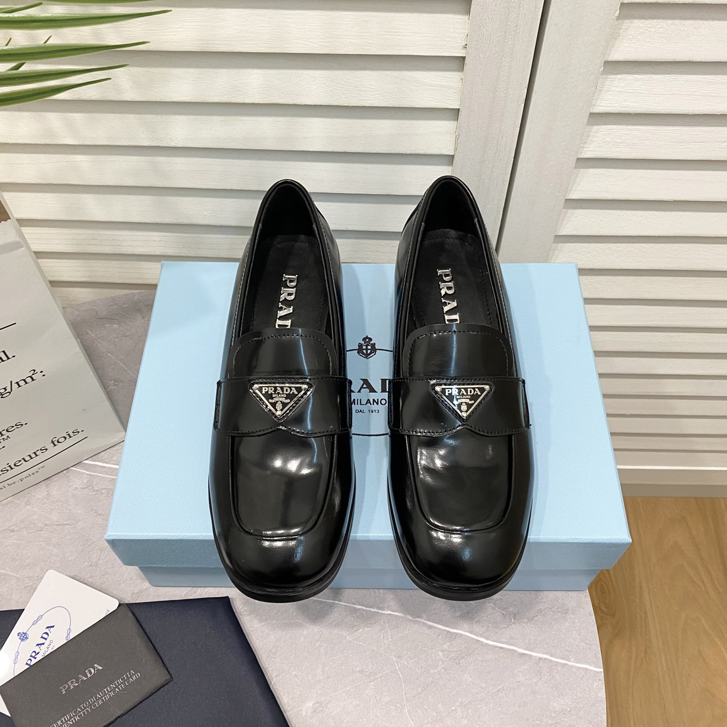 Prada Chocolate Brushed Leather Loafers - DopestKickz
