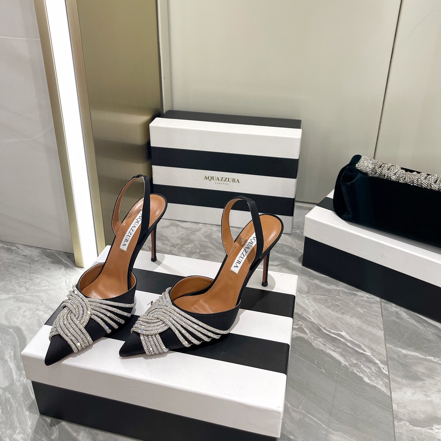 Aquazzura Gatsby Sling Satin 105 - DopestKickz