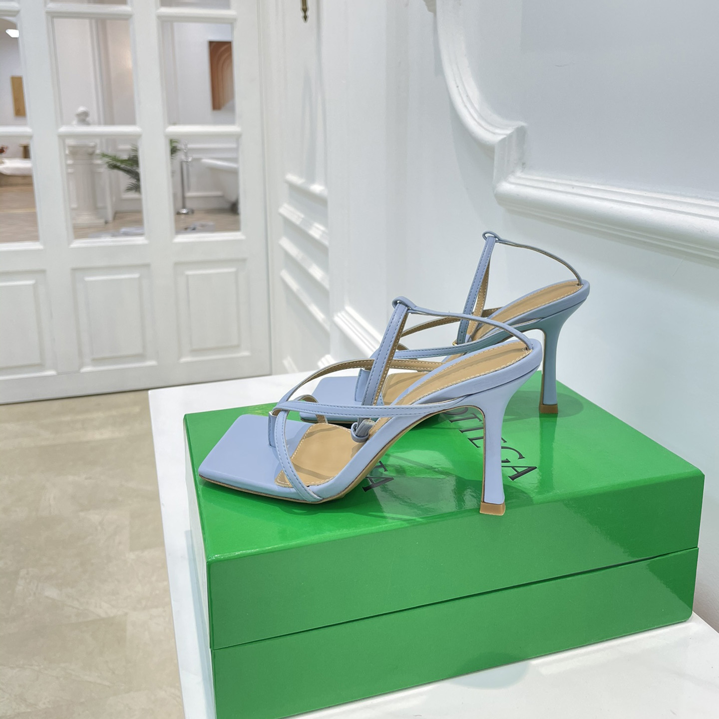 Bottega Veneta Stretch Leather Sandals In Optic White - DopestKickz