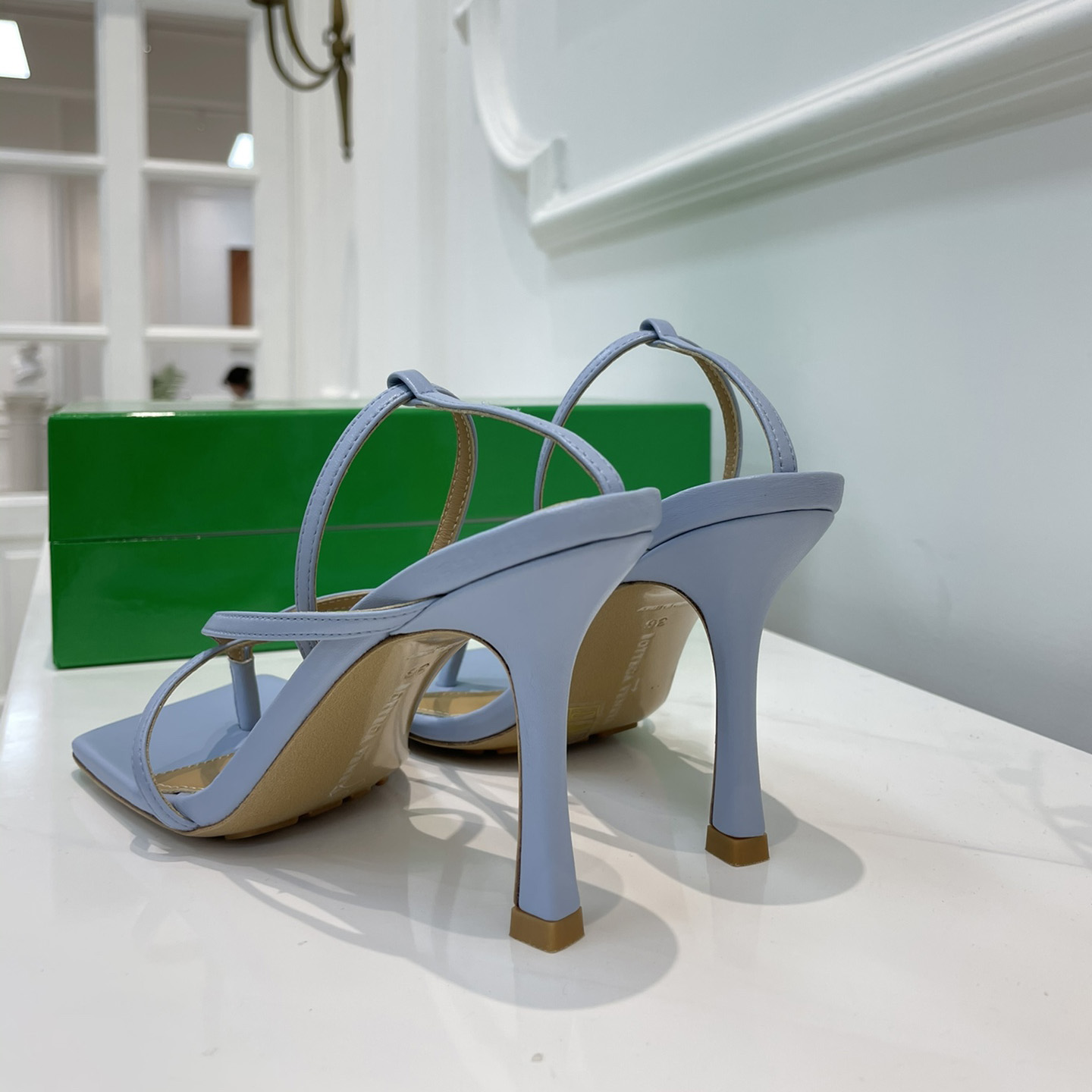 Bottega Veneta Stretch Leather Sandals In Optic White - DopestKickz