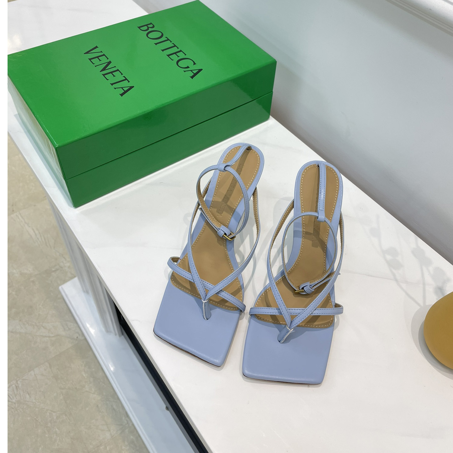 Bottega Veneta Stretch Leather Sandals In Optic White - DopestKickz